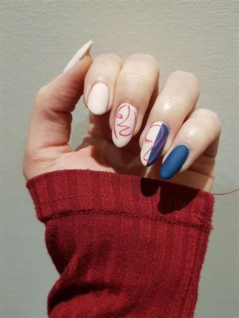 Matte Picasso inspired nails : RedditLaqueristas | Picasso nails, French manicure gel nails ...