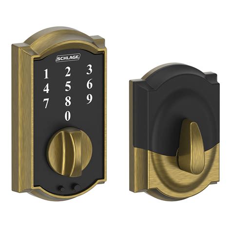 Schlage BE375 Camelot Touch Keyless Entry Deadbolt Antique Brass, BE375CAM 609