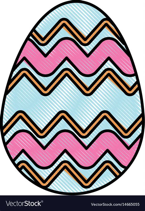 Drawing colored easter egg celebration spring Vector Image