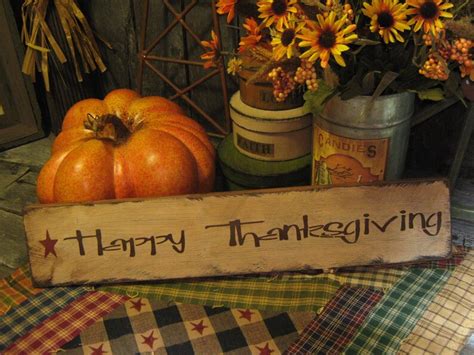 Primitive Sign Wood Sign Happy ThanksGiving | Etsy