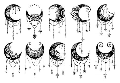 Crescent moon mandala style, moon decoration element collection 2918821 ...