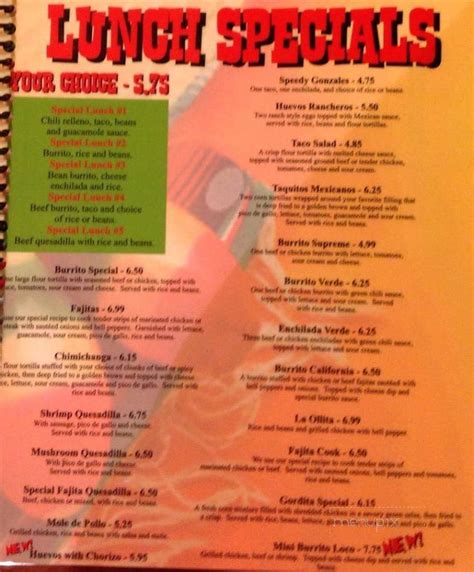 Menu of El Picante in Iuka, MS 38852