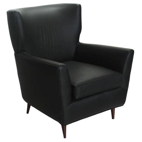 Single Black Leather Armchair by Joaquim Tenreiro | From a unique collection of antique and ...