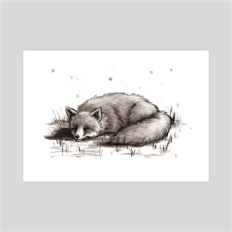 Sleeping Fox Sketch at PaintingValley.com | Explore collection of ...