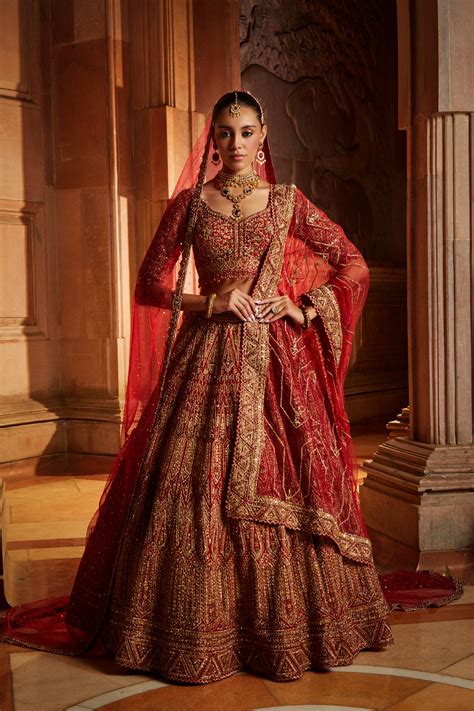 Deep Red Bridal Lehenga Choli Set – Nitika Gujral