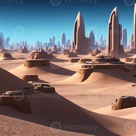 futuristic modern city building in sand desert, generative art by A.I ...