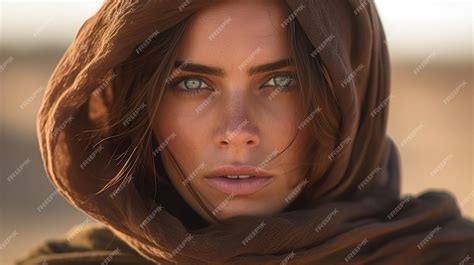 Premium AI Image | Berber woman from the sahara desert with brown scarf