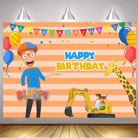 Cartoon Sky Blippi Theme Happy Birthday Backdrop | lupon.gov.ph