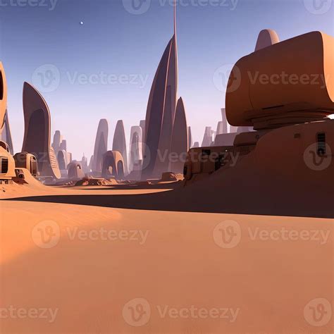 futuristic modern city building in sand desert, generative art by A.I ...