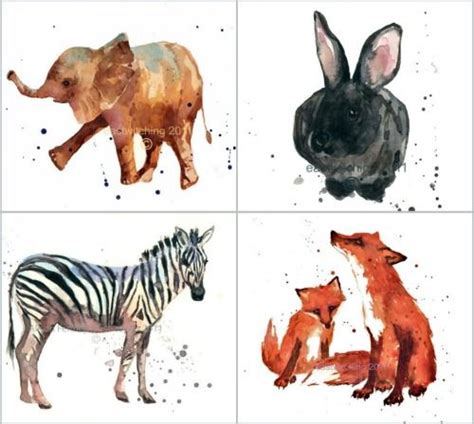 Gorgeous Watercolor Animal Prints | Watercolor animals, Watercolor elephant, Animal illustration