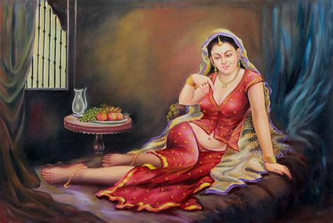 Beautiful Jaipuri Queen in Red Signed Painting from India - Awaiting the King's Arrival | NOVICA