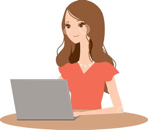 Business Girl Using Laptop Clipart Transparent PNG | PNG Mart