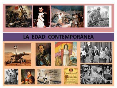 the cover of la edad contemporanea with pictures of people and animals