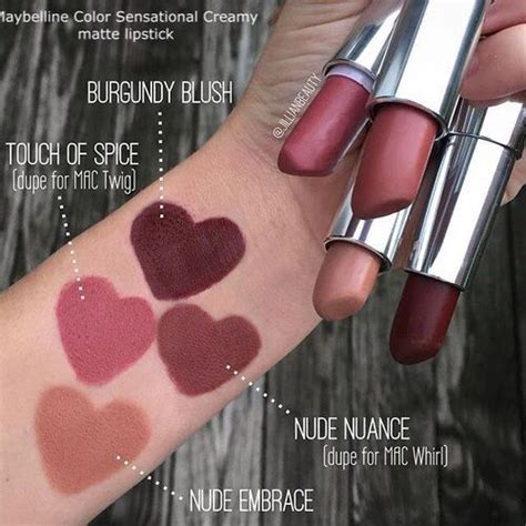 Lipsticks | Maybelline creamy matte lipstick, Makeup dupes, Makeup swatches