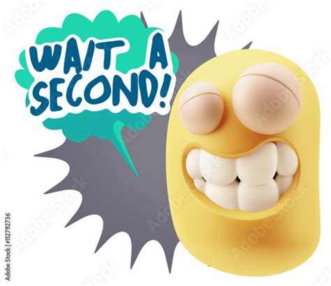 3d Illustration Laughing Character Emoji Expression saying Wait - Buy ...