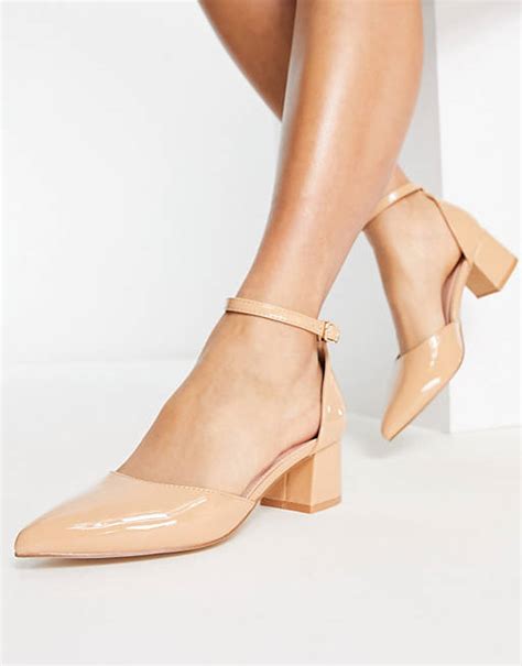 Truffle Collection mid block heel shoes in beige | ASOS