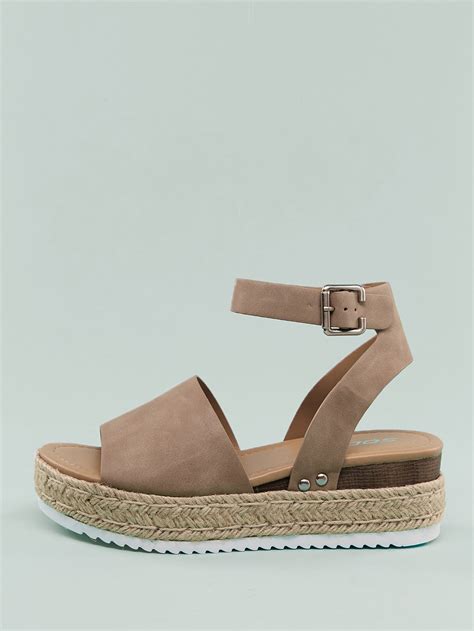 Open Toe Ankle Strap Platform Espadrille Sandals | SHEIN USA