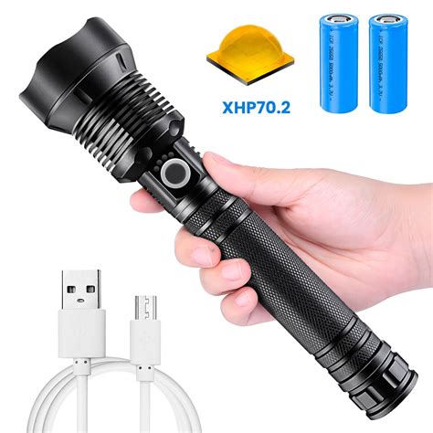 Flashlights with Batteries Rechargeable LED very Bright 90000 High Lumens 3 Modes Camping ...