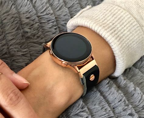 Black Leather Rose Gold Samsung Galaxy Active Band, Rose Gold Galaxy ...