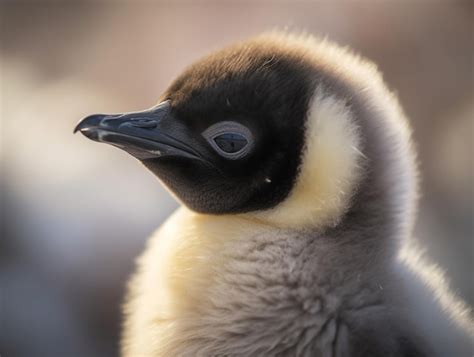 Premium AI Image | A close up of a baby penguin with a black head and ...