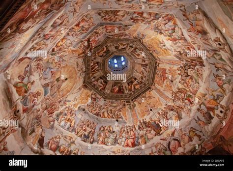 The Last Judgment fresco by Giorgio Vasari on the ceiling of the ...