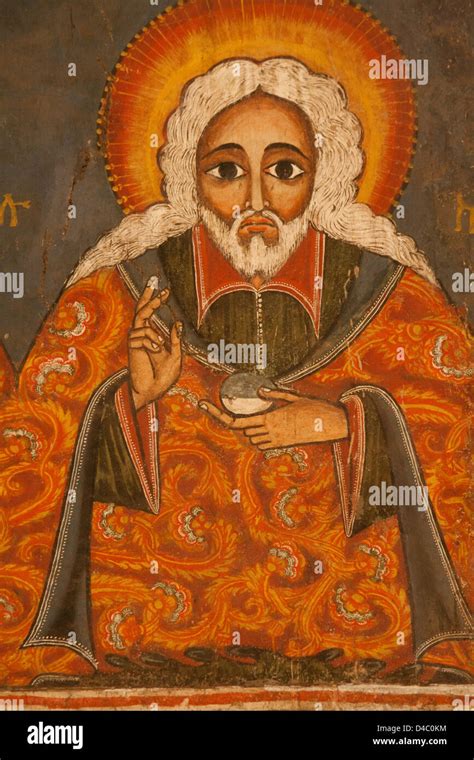 Artwork depicting a saint in an Ethiopian Orthodox Church Stock Photo ...