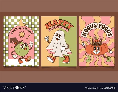 Happy halloween vintage greeting a4 posters Vector Image