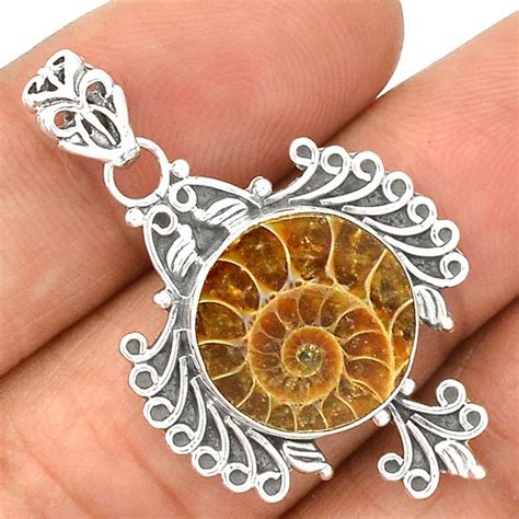 Fossil - Ammonite 925 Silver Pendant Jewelry SP220695 | eBay ...