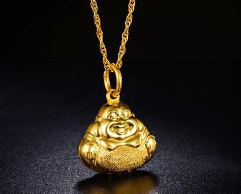 CHARM 24K Yellow Gold Pendant / Lucky Smile Buddha Pendant 1.76g | Yellow gold pendants, Buddha ...