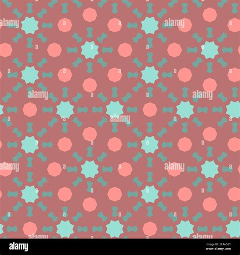 Coral, orange, turquoise color seamless geometric texture. Vector repeating texture for fabric ...