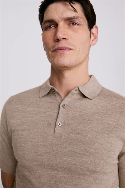 Iced Coffee Merino 3 Button Polo Shirt | Buy Online at Moss