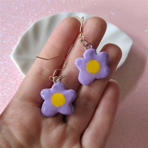 Indie Flower Handmade Clay Earrings Cottagecore Kidcore - Etsy