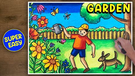 How to Draw Easy "GARDEN" Scenery – Super Easy Step by Step Boy ...