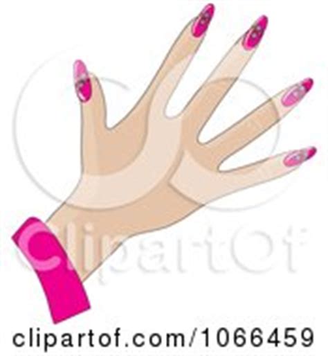 Woman's Hand With Pink Nails Decorated With Daisy Floral Designs, Over A Pink Circle Posters ...