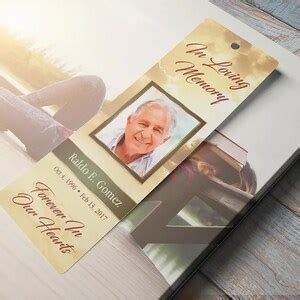 Gold Forever Funeral Bookmark Template Word Template - Etsy