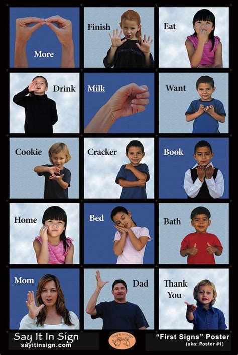 First Signs - ASL Lenticular Poster, ASL Poster, Sign language poster, Pre-school sign language ...