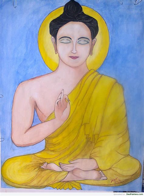 Watercolor Painting Of Lord Buddha - Desi Painters