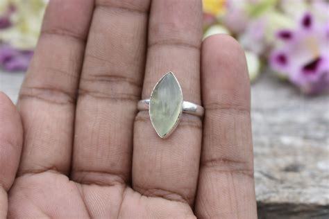 Prehnite Ring Sterling Silver Ring Prehnite Jewelry - Etsy