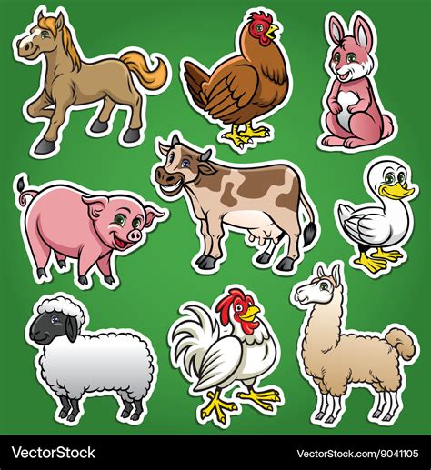 Farm animals cartoon set Royalty Free Vector Image