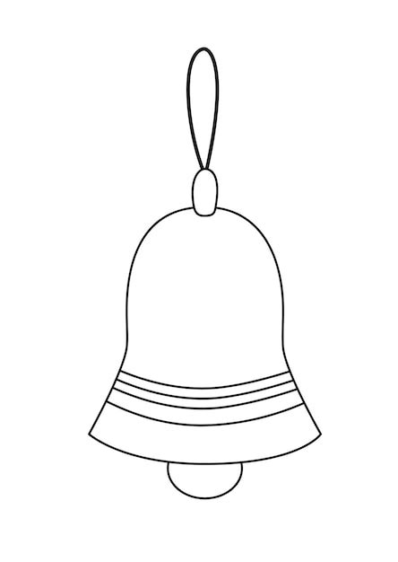 Premium Vector | Bell black and white simple bell coloring page vector