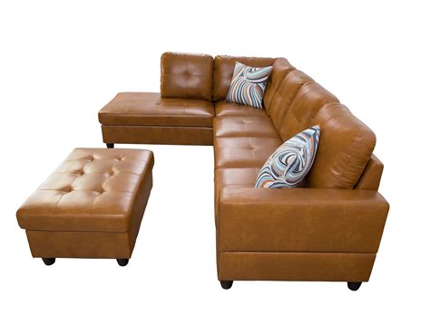 Ainehome Furniture Sectional Sofa Set, Living Room Sofa Set, Leather L Shape Sofa(Left Hand ...