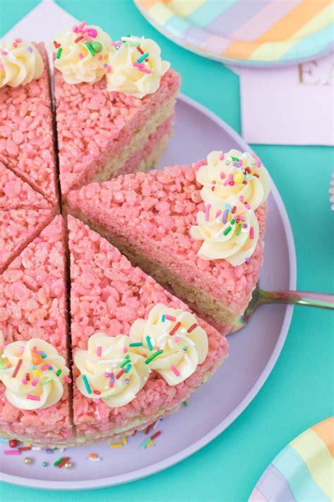 Simple Cake Slice Rice Krispies Treats with Vanilla Buttercream | Recipe | Krispie treats recipe ...