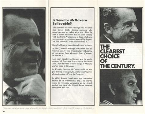 Richard Nixon 1972 Campaign Literature: Clearest Choice of the Century ...