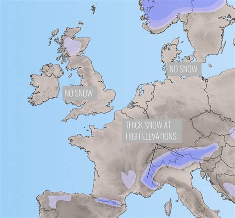 Christmas day snow cover across Europe - probability of snow coverage on December 25th, 2019 ...