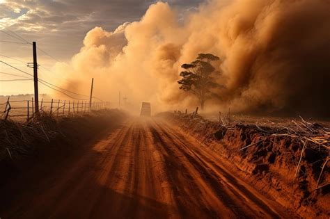 Premium AI Image | Sand storm approaches swallowing a rural area ...