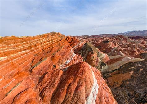 Aerial view of the Zhangye Danxia Geopark, China - Stock Image - F039 ...