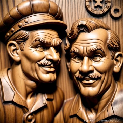 Laser Engraved Wood Carving of Popeye and Bulto Faces | Stable Diffusion Online