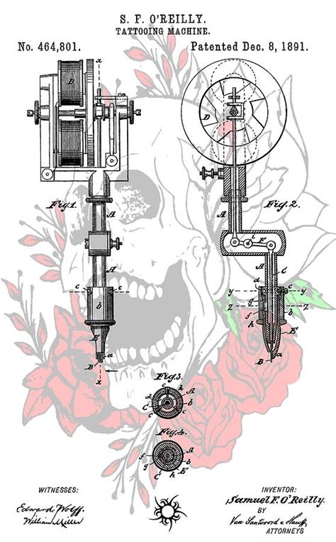 Tattoo Machine Patent Digital Art by Dan Sproul