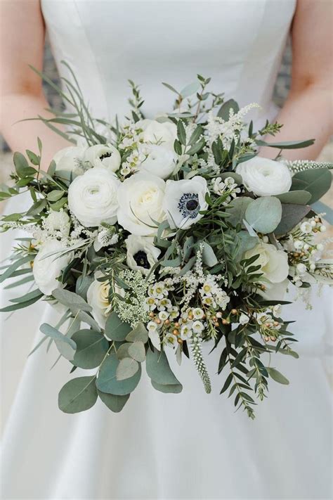 Elegant Spring Bridal Bouquet with White and Green Florals