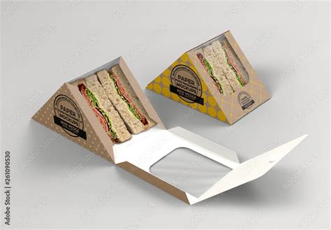 Wedge Sandwich Box Packaging Mockup Stock Template | Adobe Stock